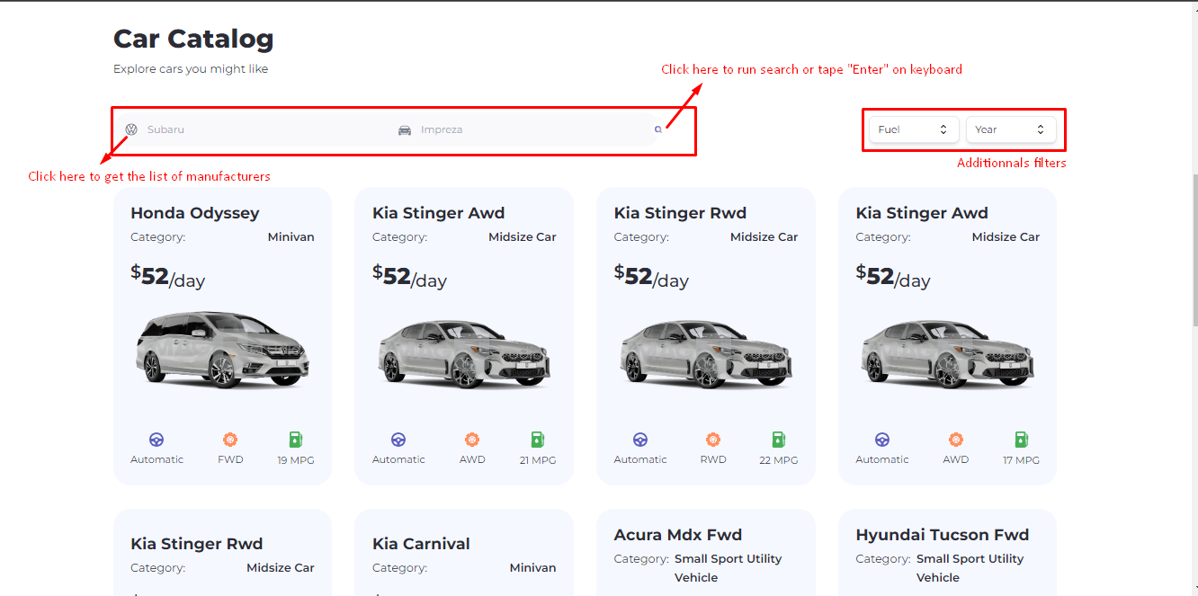 Car Showcase Rent Catalog NextJS By Snipercar