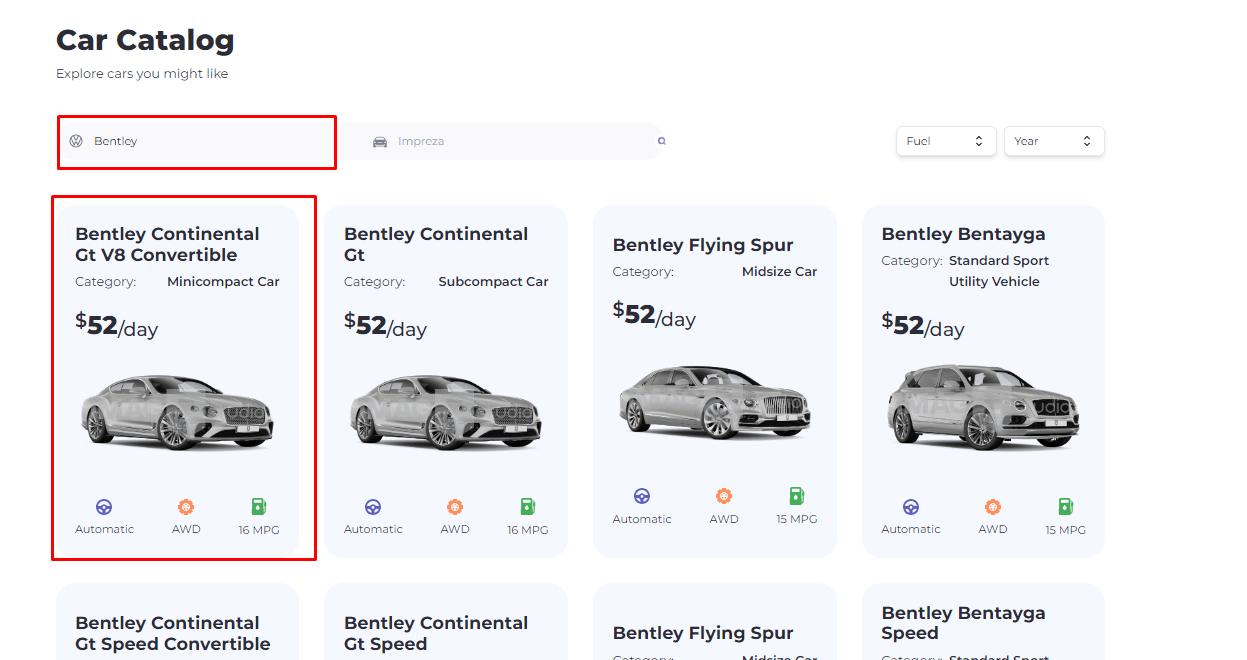 Car Showcase Rent Catalog NextJS By Snipercar