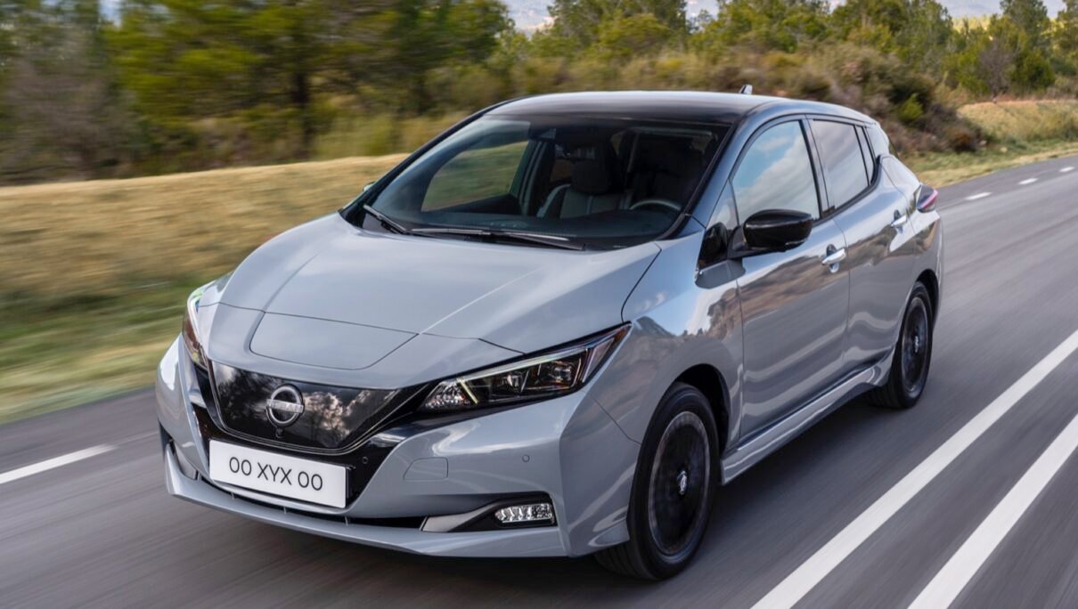 Nissan-leaf-electric-small-cars-gray-color-highway-snipercar